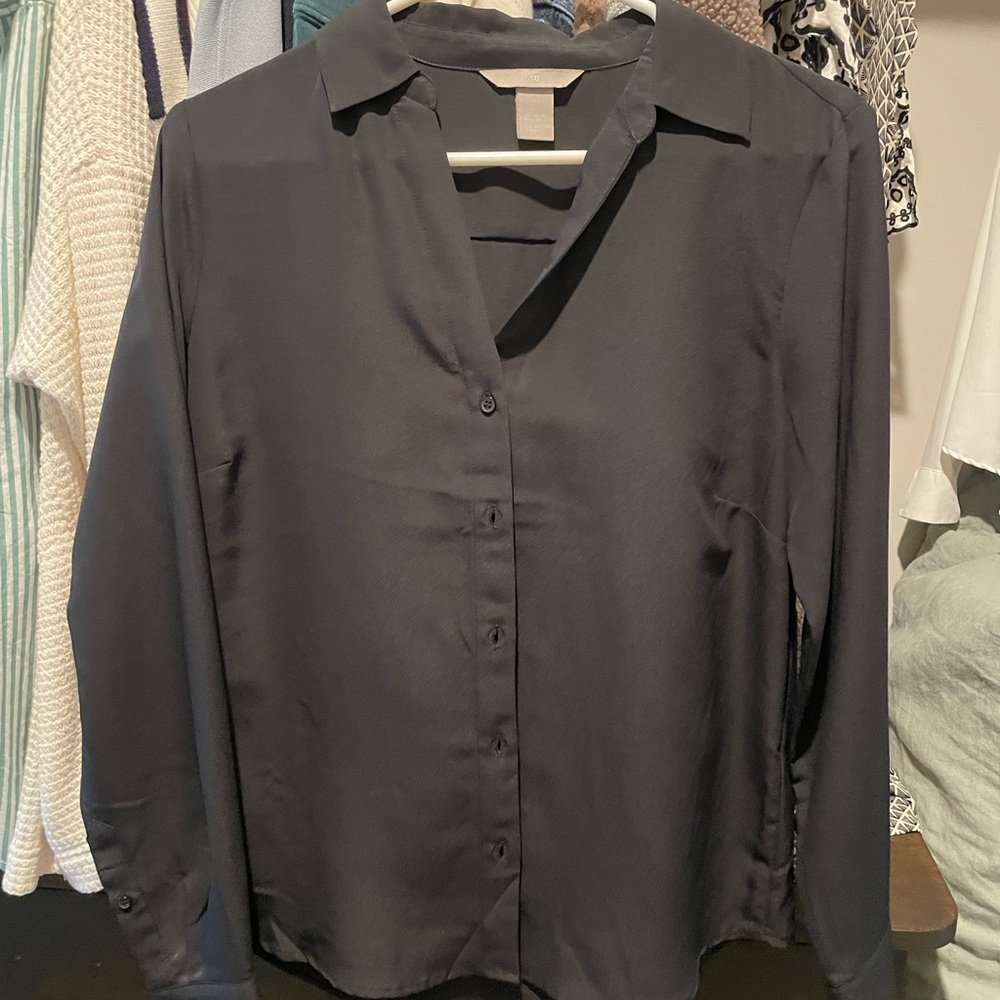 H&M Black Button-Up Blouse